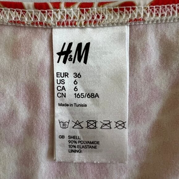 H&M Yellow Stripe Triangle Floral Bottom Bikini Size M - Picture 6 of 6